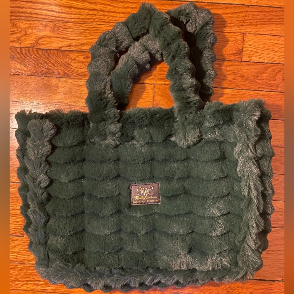 Minky Couture Like New Tote Fur 16 W 12 H 5 D Very Clean Zipper Inside
